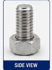 Side view of aluminium hex bolt
